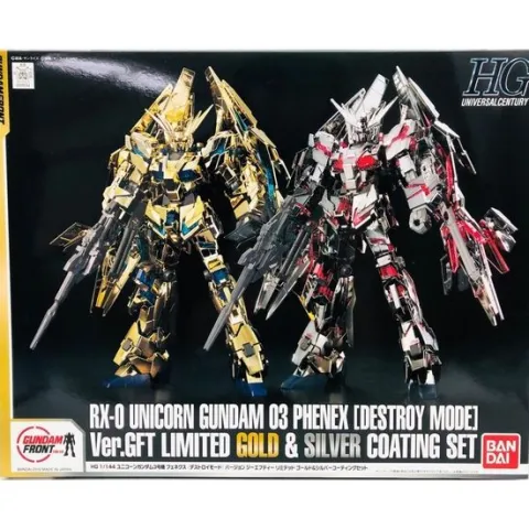 Bandai Unicorn Gundam 03 Phenex Destroy Mode Gold & Silver Coating Set GFT HG 1/144 Model Kit