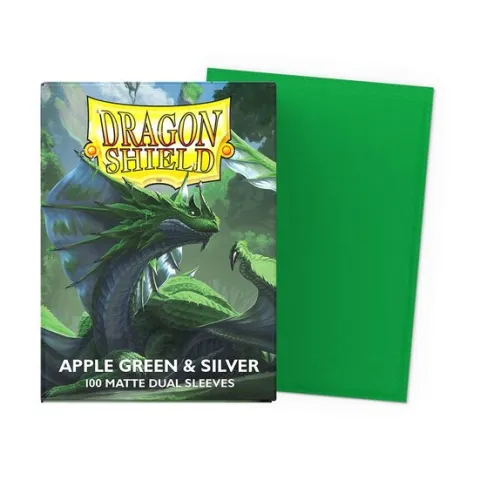Dragon Shield Dual Matte Apple Green & Silver (100ct) Protective TCG Sleeves