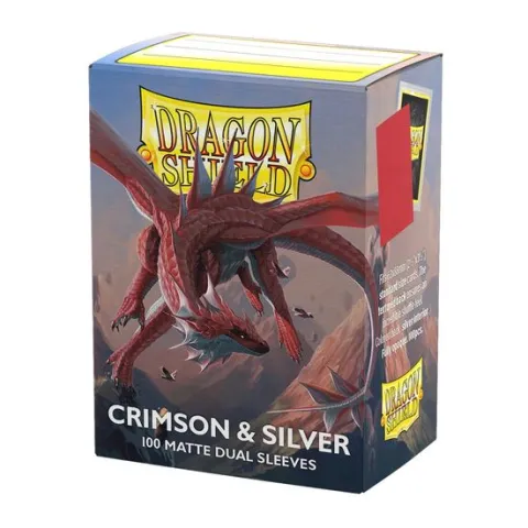 Dragon Shield Dual Matte Crimson & Silver (100ct) Protective Sleeves