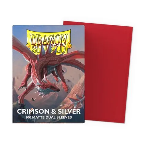 Dragon Shield Dual Matte Crimson & Silver (100ct) Protective Sleeves
