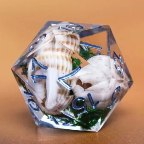 Galactic Acrylic Dice HD Sharp Edge Dice Sets - Echo of Seashell Set of 7 Dice