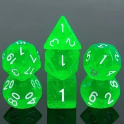 Galactic Dice Acrylic HD Dice Sets - Harlequin Green Set of 7 Dice