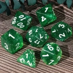 Galactic Dice Acrylic HD Dice Sets - Starry Lake (Green & White) Set of 7 Dice