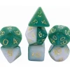 Galactic Dice Acrylic Sets - Green & White Swirl Set of 7 Dice