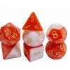 Galactic Dice Acrylic Sets - White & Orange Swirl Set of 7 Dice