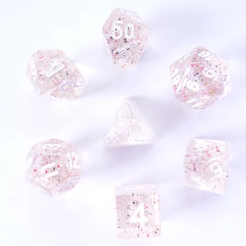 Galactic Dice Premium Dice Sets - Little Stars (Clear & White) Acrylic Set of 7 Dice