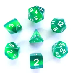 Galactic Dice Premium Dice Sets - Green Translucent Layer (Green & White) Acrylic Set of 7 Dice