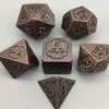 Galactic Dice Premium Dice Sets - Metal Tarnished Bronze Skull Set of 7 Dice with Tin