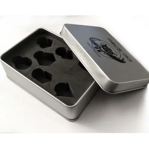 Galactic Dice Premium Dice Sets - Metal Tarnished Bronze Skull Set of 7 Dice with Tin