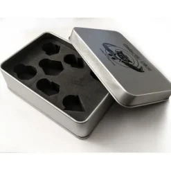 Galactic Dice Premium Dice Sets - Gray Wood Set of 7 Dice with Tin