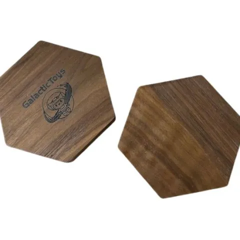 Galactic Toys Hexagonal Wooden Dice Tray - Black Walnut