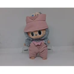 Labubu Designer Pink Hat and Overall Outfit (Pink) - Clothing for Labubu