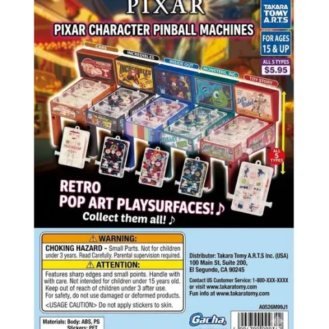 Takara Tomy ARTS Pixar Character Pinball Machine Capsule Figure Toy - 1 Random
